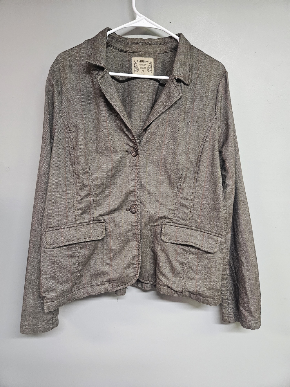 Ruff Hewn Women's Xl Brown Two-Button Blazer Jacket